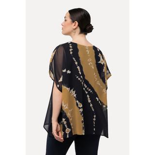 Ulla Popken Tunica Doppio Strato Stampa Batik Scollo Rotondo Mezza Manica  