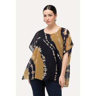 Ulla Popken Tunica Doppio Strato Stampa Batik Scollo Rotondo Mezza Manica  