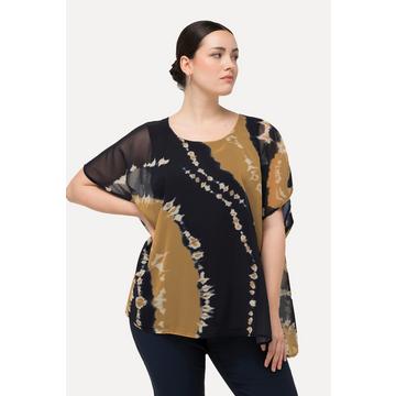 Tunique doublée avec imprimé batik, décolleté rond et manches courtes