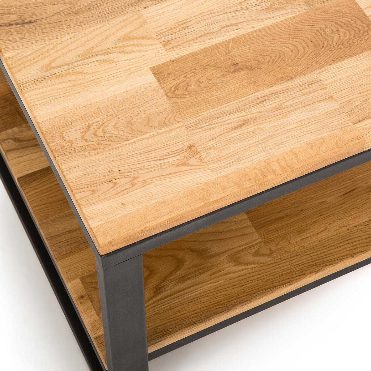 La Redoute Intérieurs Quadratischer Couchtisch aus massiver Eiche und Stahlmetall  