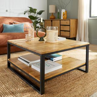 La Redoute Intérieurs Quadratischer Couchtisch aus massiver Eiche und Stahlmetall  