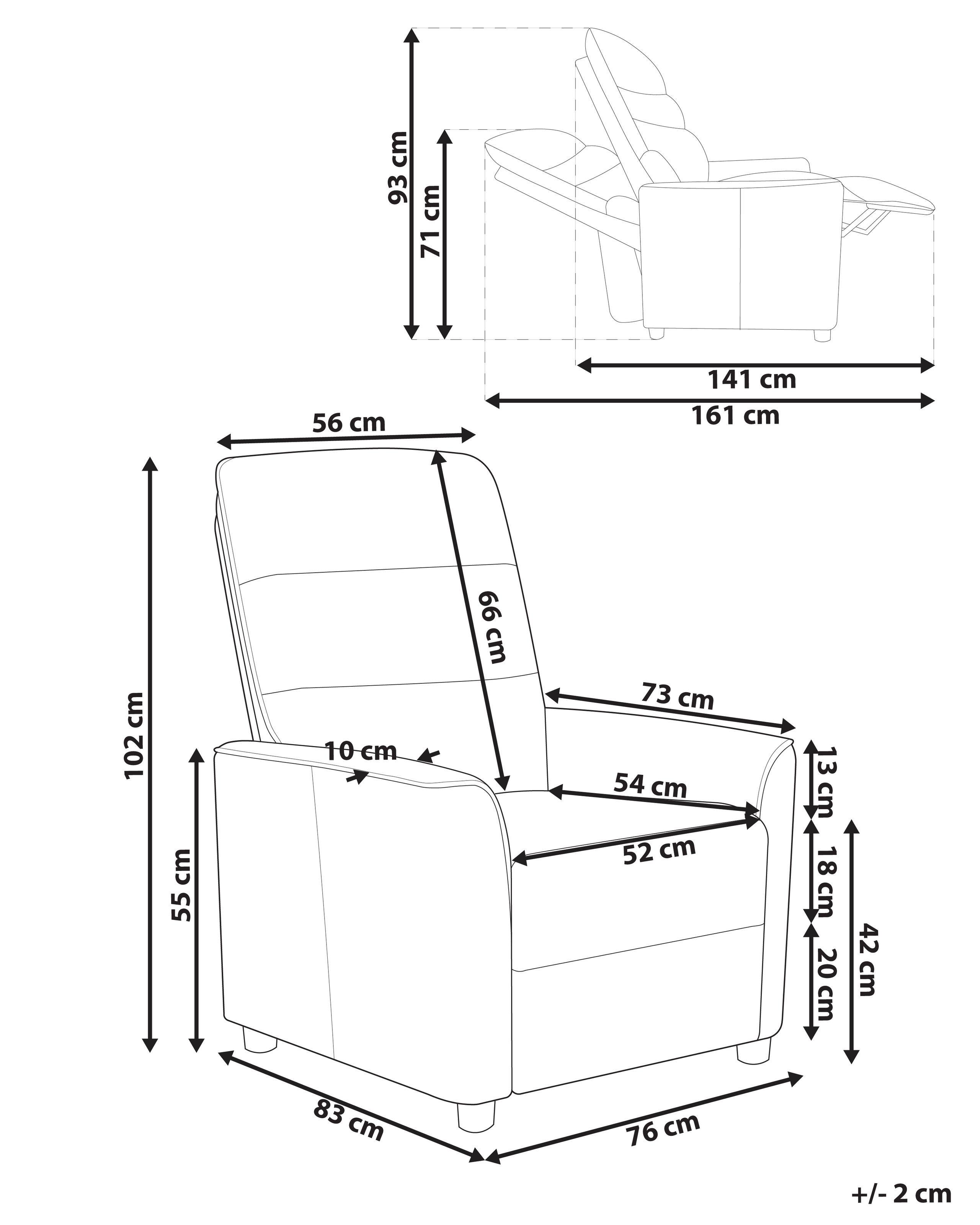 Beliani Fauteuil inclinable en Polyester Traditionnel SANDE  