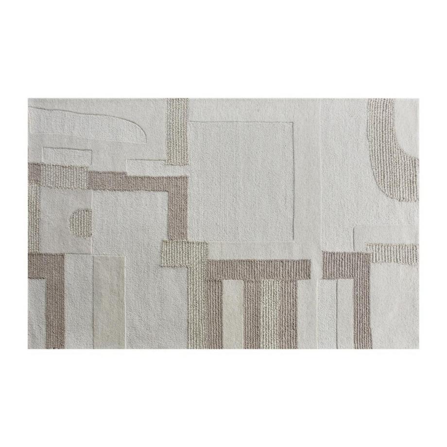 Vente-unique  Teppich - Relief-Optik - 100 % Wolle - handgefertigt - 160 x 230 cm - 1800 g/m2 - Beige & Taupe - MANDJARO 