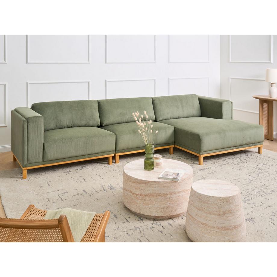 Beliani Canapé d'angle en Velours côtelé Traditionnel VENG  