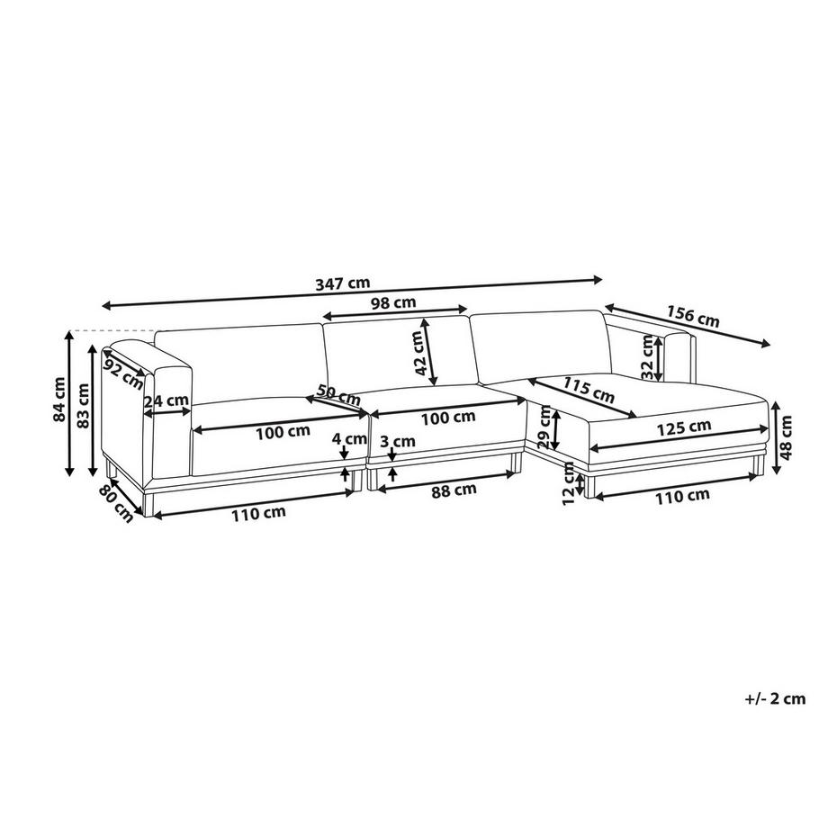 Beliani Canapé d'angle en Velours côtelé Traditionnel VENG  