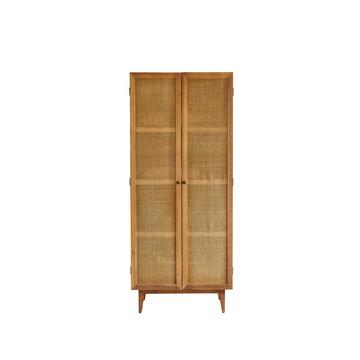 Armoire de rangement en pin et cannage Ninon