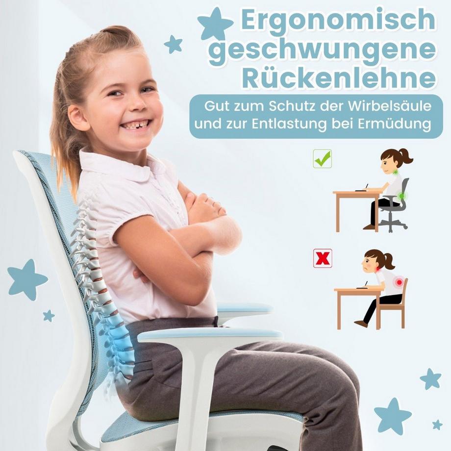 Northix  Höhenverstellbarer Kinderdrehstuhl mit Sitzbremse Ergonomischer Schreibtischstuhl Bürostuhl Blau 