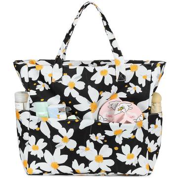 Grand sac de plage avec fermeture éclair Sac à bandoulière imperméable Sac fourre-tout shopper