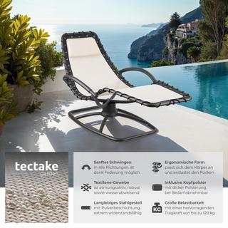 Tectake Chaise longue de jardin TOULON ergonomique avec mouvement de balancement confortable  