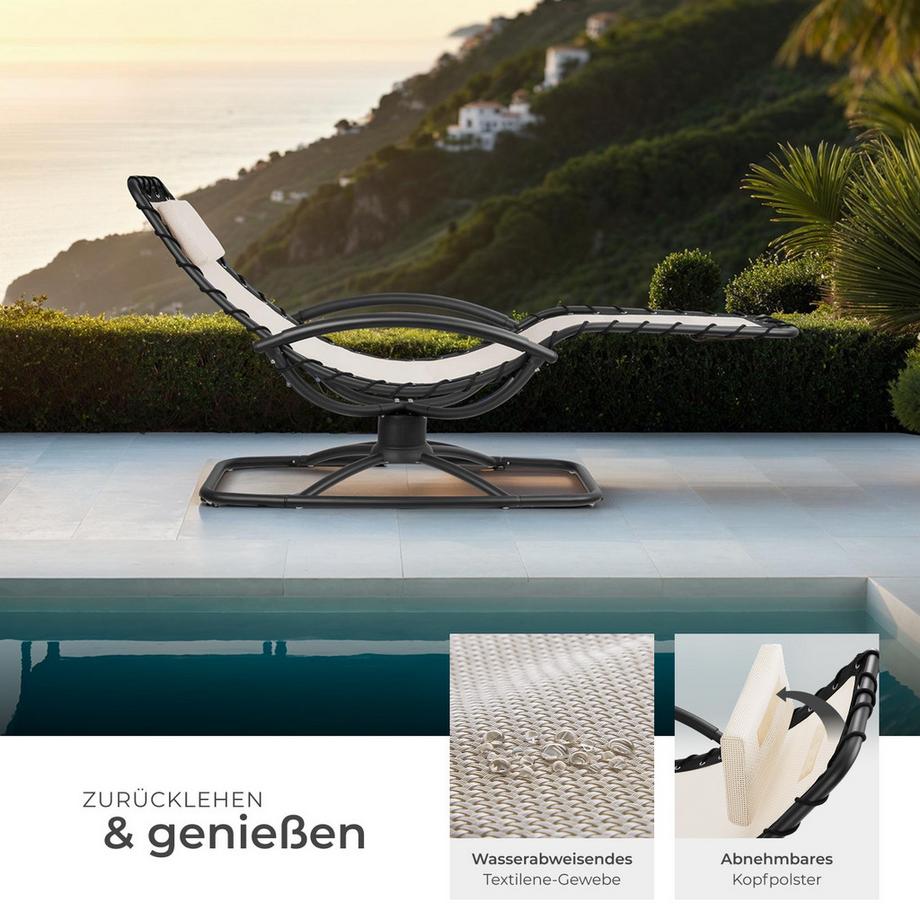 Tectake Chaise longue de jardin TOULON ergonomique avec mouvement de balancement confortable  