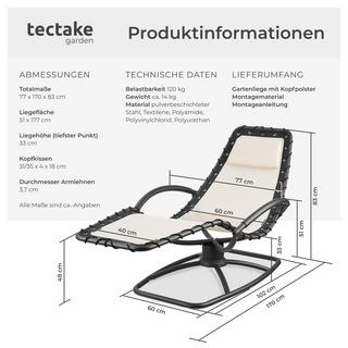 Tectake Chaise longue de jardin TOULON ergonomique avec mouvement de balancement confortable  