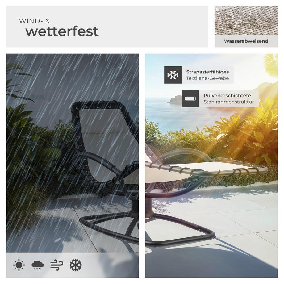 Tectake Gartenliege Toulon ergonomisch, mit Komfort-Schwingbewegung bequeme Armlehnen mit Schaumstoffpolsterung eine Liege  