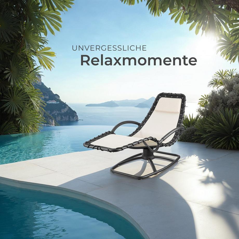 Tectake Gartenliege Toulon ergonomisch, mit Komfort-Schwingbewegung bequeme Armlehnen mit Schaumstoffpolsterung eine Liege  