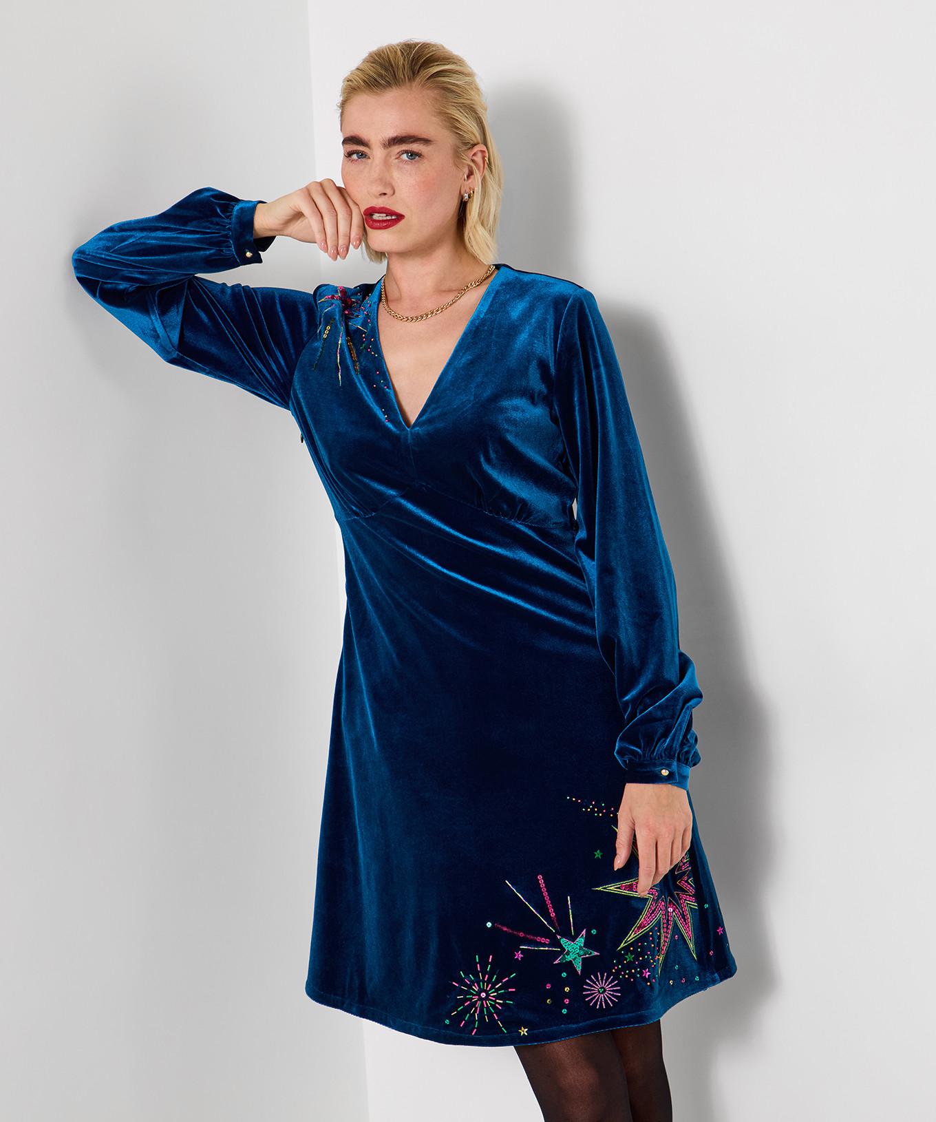 Joe Browns Robe en velours stretch à sequins  