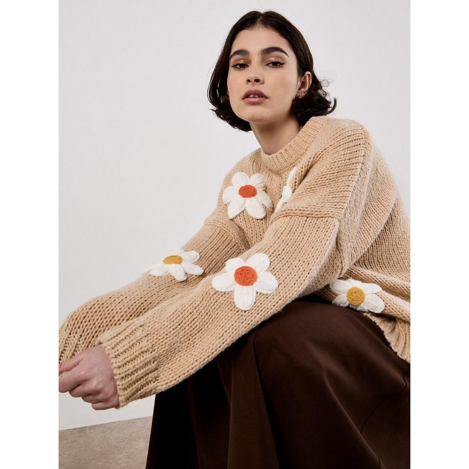 APRICOT Bestickter Pullover mit reinen Gänseblümchen  