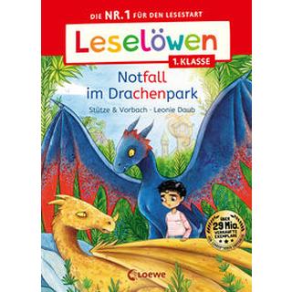 Leselöwen 1. Klasse - Notfall im Drachenpark Stütze & Vorbach; Loewe Erstlesebücher (Hrsg.); Loewe Erstes Selberlesen (Hrsg.); Daub, Leonie (Illustrationen) Gebundene Ausgabe 