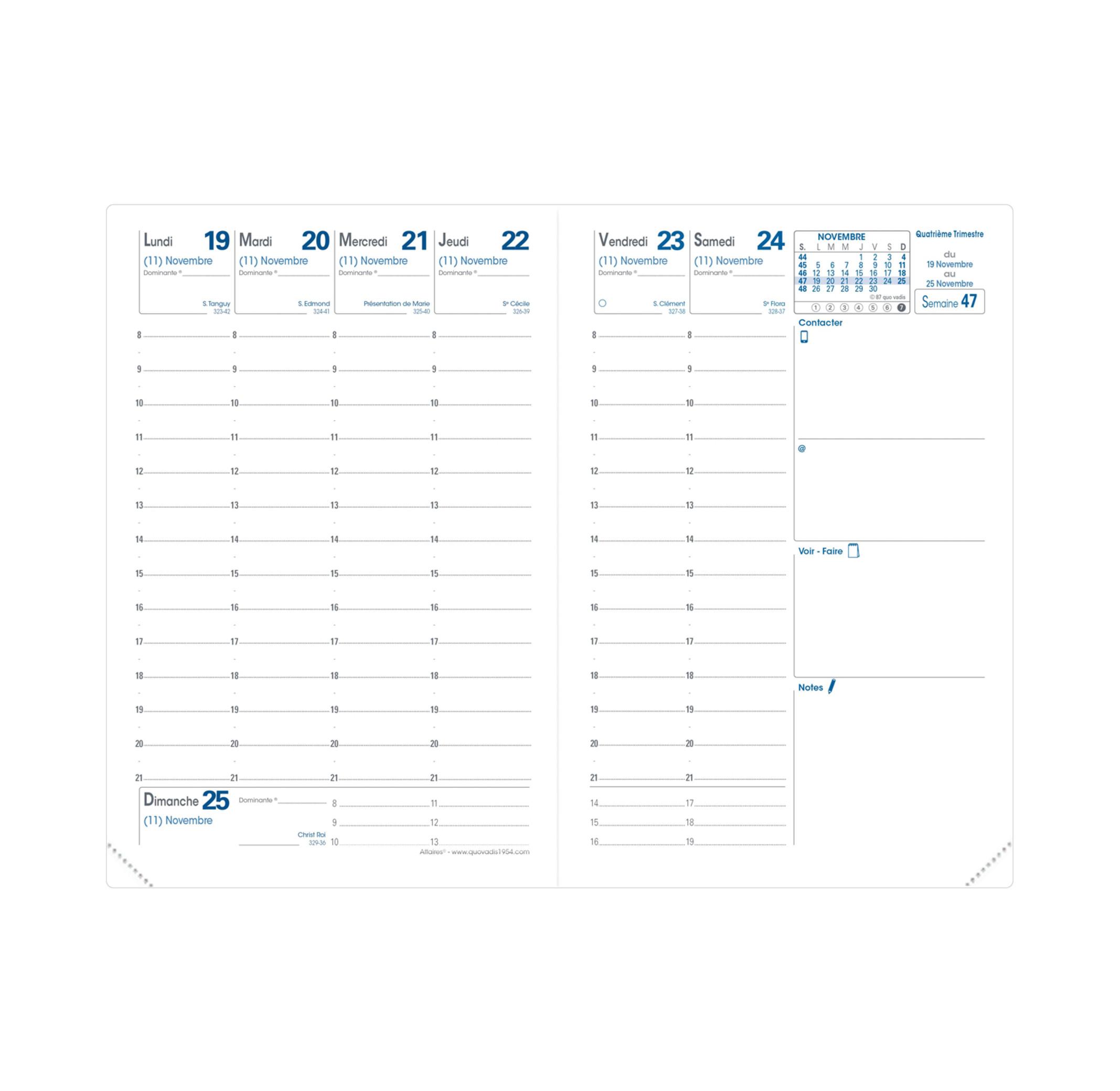 Quo Vadis Quo Vadis - Terminkalender - 2025 - Geschäft - Die Woche Planning - Französisch - Club - Grün - Dez/Dez - 10x15 cm - Clairefontaine-Papier Weiß - Hergestellt in Frankreich  