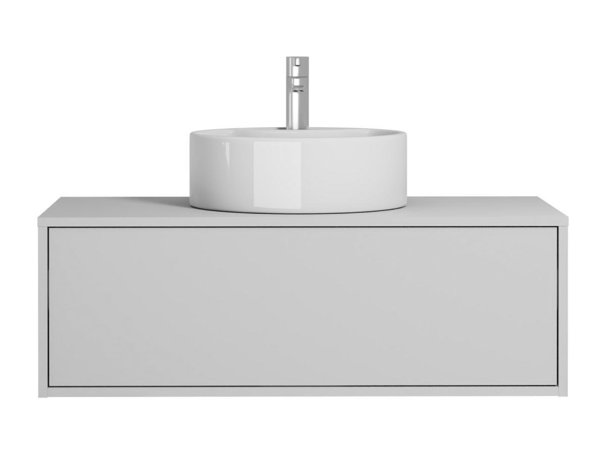 Vente-unique Mobile per bagno sospeso con lavabo singolo tondo 94 cm  Bianco - TEANA II  