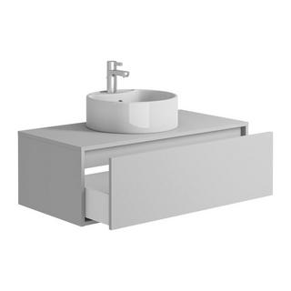 Vente-unique Mobile per bagno sospeso con lavabo singolo tondo 94 cm  Bianco - TEANA II  