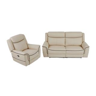 Vente-unique Relaxsofa 3-Sitzer & Relaxsessel elektrisch - Leder - Beige - ADELIO  