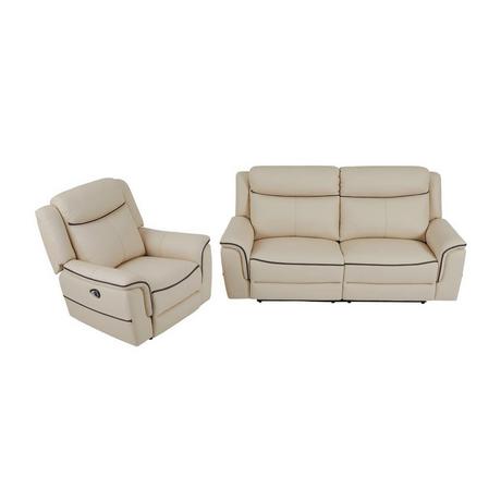 Vente-unique Relaxsofa 3-Sitzer & Relaxsessel elektrisch - Leder - Beige - ADELIO  