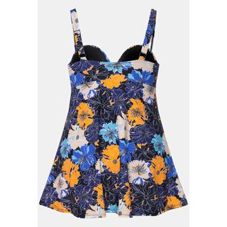 Ulla Popken  Robe de bain, bonnets souples. Imprimé à fleurs. Décolleté esprit bustier. 