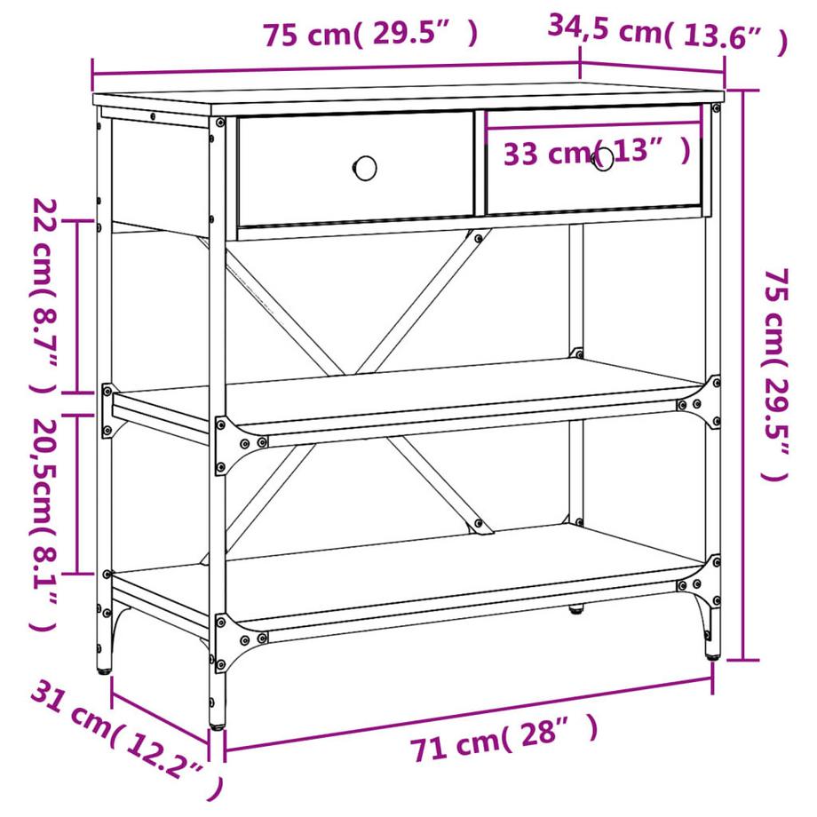 VidaXL Table console bois d'ingénierie  