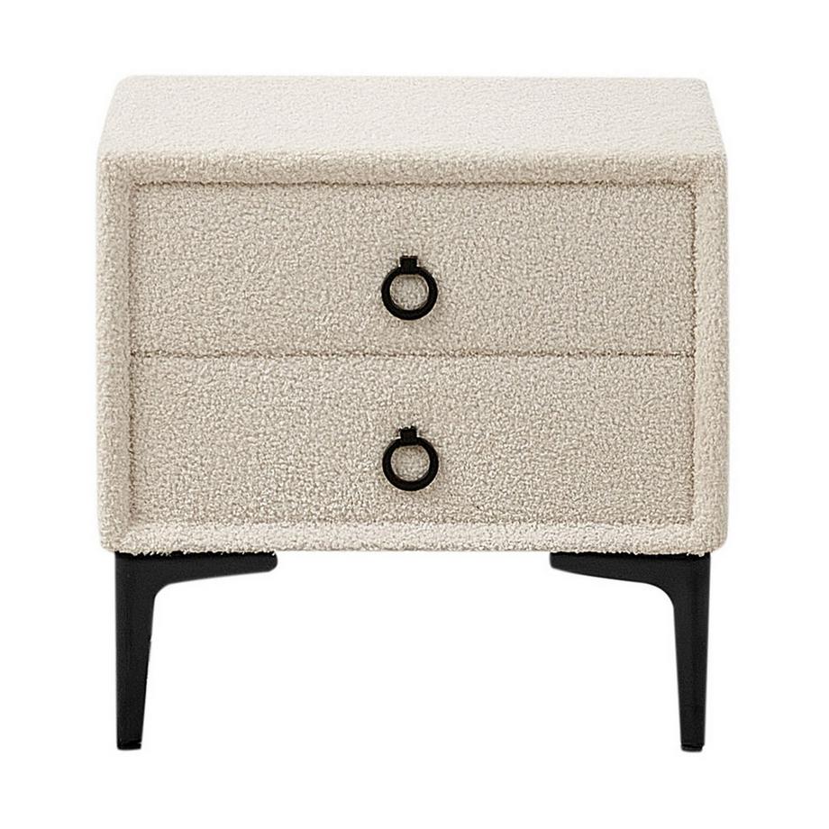 Beliani Table de nuit à 2 tiroirs en Bouclé Moderne SEZANNE  
