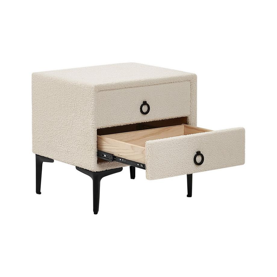 Beliani Table de nuit à 2 tiroirs en Bouclé Moderne SEZANNE  