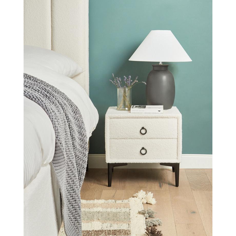 Beliani Table de nuit à 2 tiroirs en Bouclé Moderne SEZANNE  