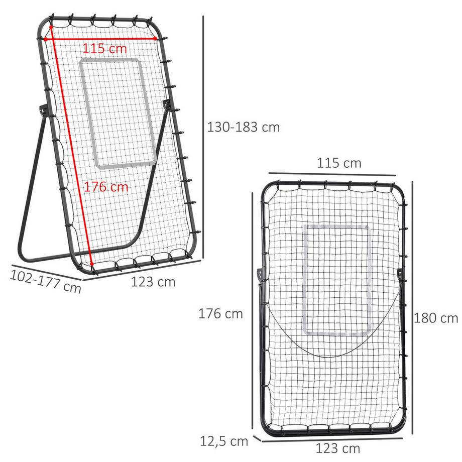 Northio  Fußball Rebounder, Klappbarer Fußballtor, Kickback Rückprallwand Mit 4 Verstellbaren Stufen,123 X 73 X 178,5 Cm, Schwarz 