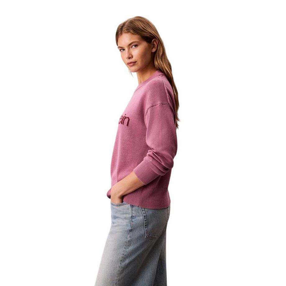 Calvin Klein Top In Maglione Regolare A Costine Girocollo Manica Lunga  