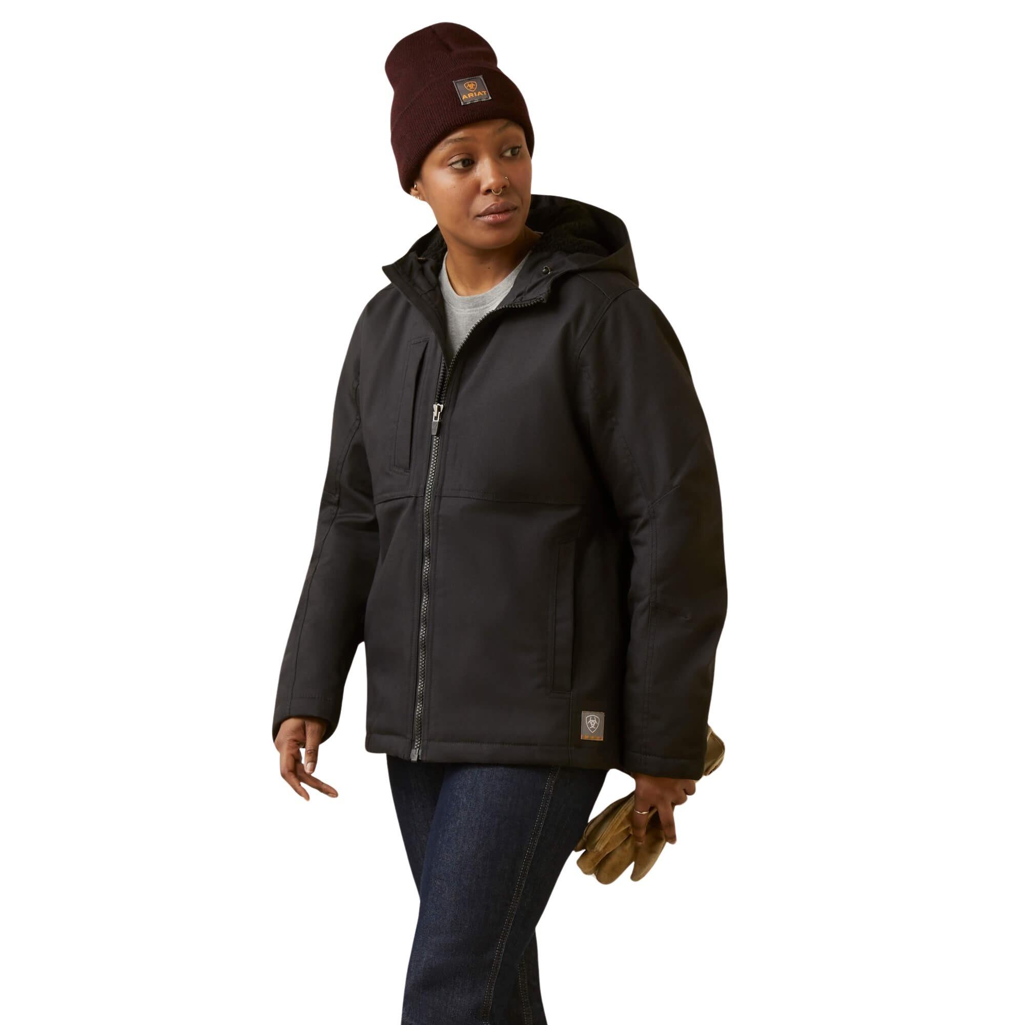 Ariat  damen regenjacke mit kapuze und durchgehendem reißverschuss rebar dura canvas 