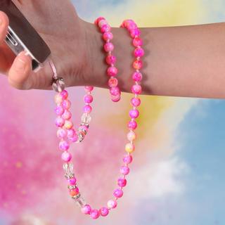 Avizar  Perlen Schmuck Handykette 80cm Rosa 