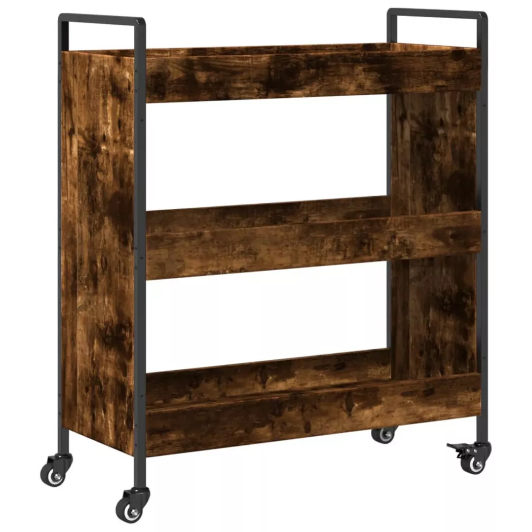 Chariot de cuisine chêne fumé 70x30x82 cm bois d ingénierie