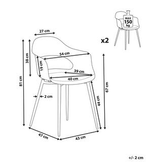 Beliani Esszimmerstuhl 2er Set aus Kunststoff Modern UTICA  