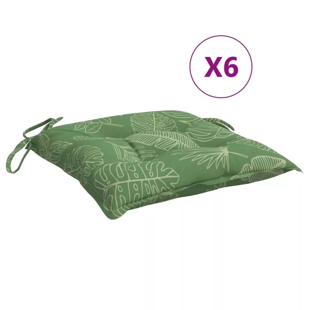 Coussins de chaise lot de 6 à motif de feuilles 50x50x7 cm
