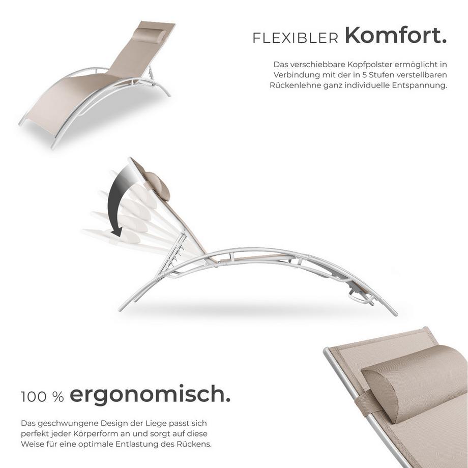 Tectake 2er Set Gartenliege Alina Textilene-Gewebe mit Aluminiumgestell  