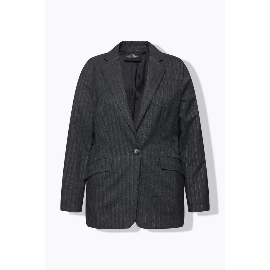 Ulla Popken Blazer Motif à Chevrons Lurex Col Revers  