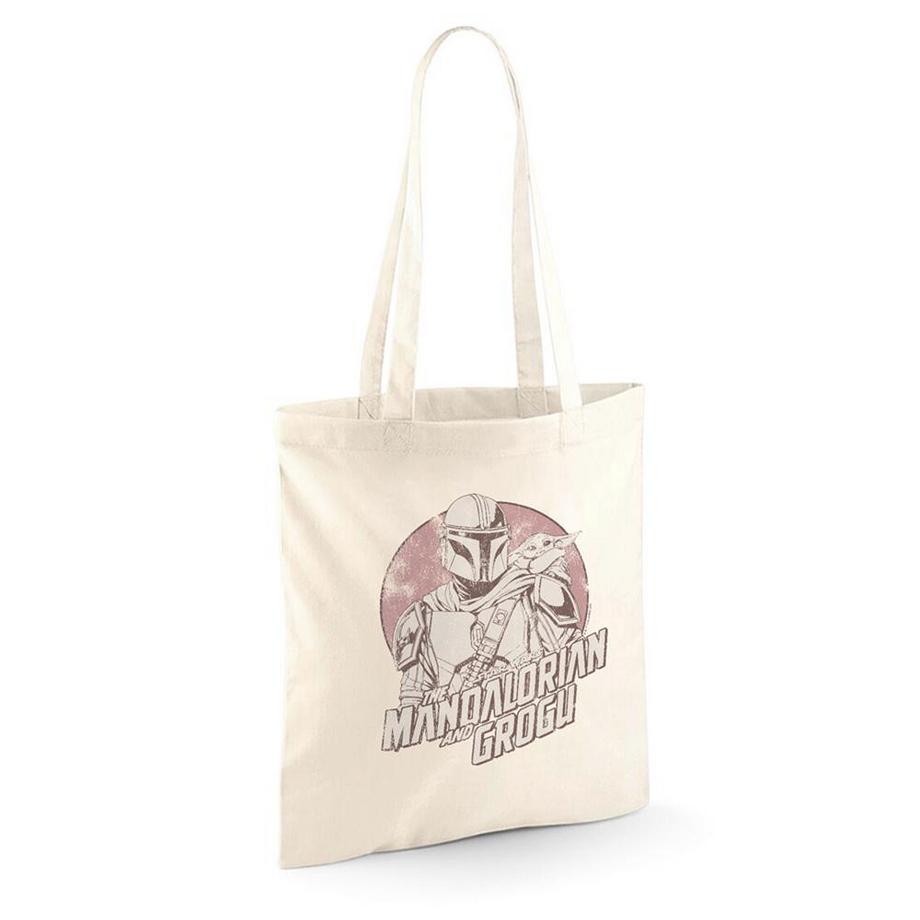 Star Wars: The Mandalorian Tote Bag Réutilisable avec Motif Grogu et Mando au Coucher de Soleil  