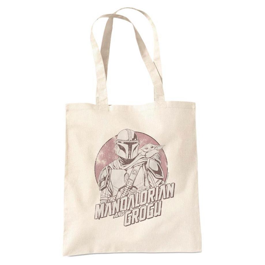 Star Wars: The Mandalorian Tote Bag Réutilisable avec Motif Grogu et Mando au Coucher de Soleil  