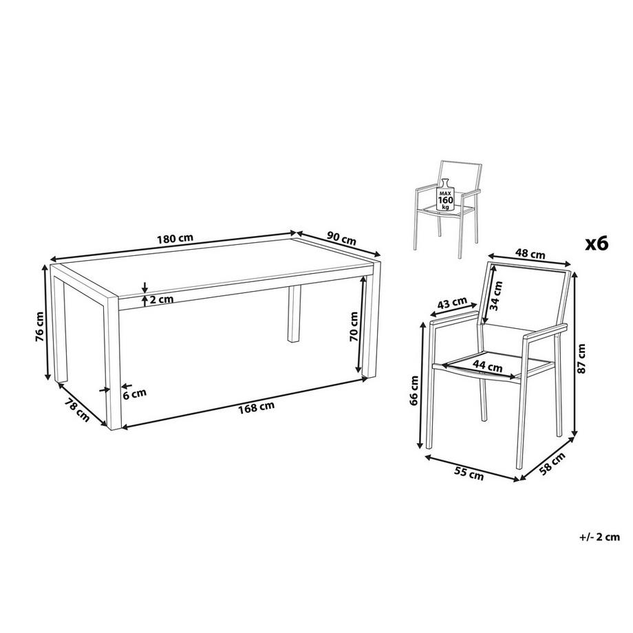 Beliani Garten-Essgruppe für 6 Personen aus Granit Industriell GROSSETO  