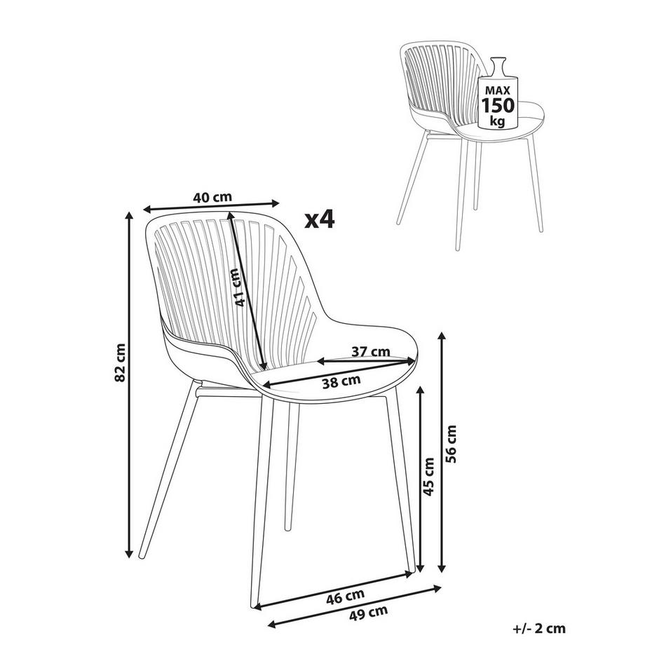 Beliani Lot de 4 chaises de salle à manger en Matière synthétique  KLEVE  