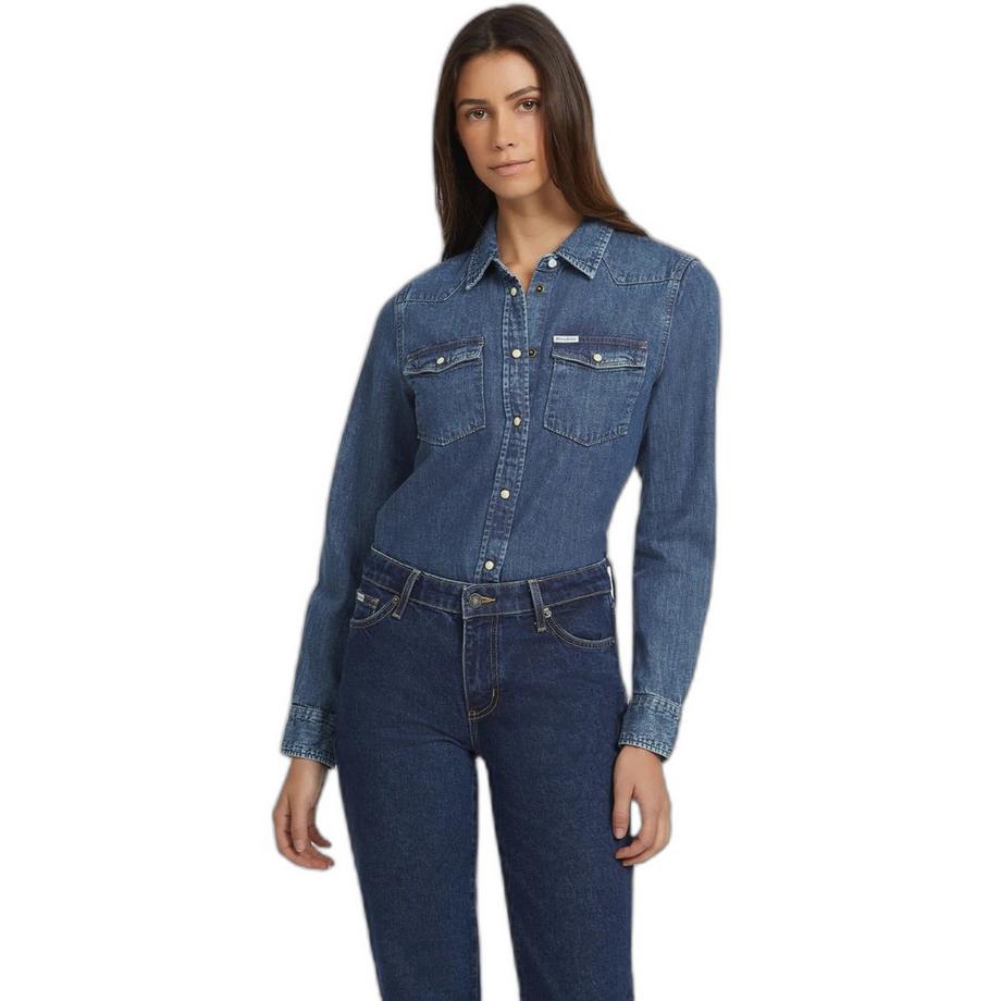 GUESS Camicia in Denim Maniche Lunghe Slim Fit  