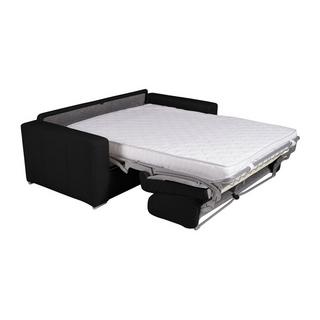 Vente-unique Canapé 3 places convertible express 100% cuir de buffle noir matelas 22 cm DELECTEA II  