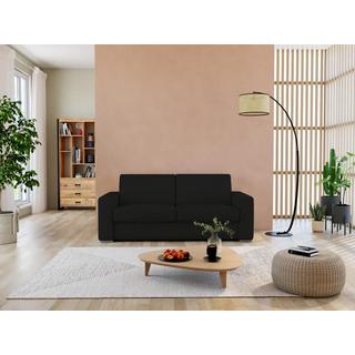 Vente-unique Canapé 3 places convertible express 100% cuir de buffle noir matelas 22 cm DELECTEA II  