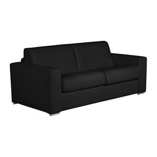 Vente-unique Canapé 3 places convertible express 100% cuir de buffle noir matelas 22 cm DELECTEA II  