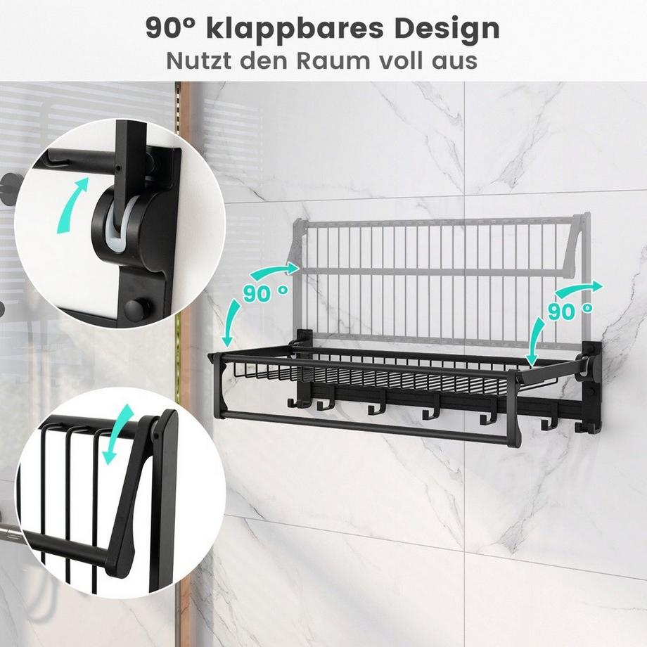 Northix Porte-Serviettes Pliable avec Panier de Rangement et Crochets Mobiles  