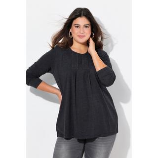 Ulla Popken  Shirt, Falten, Perlen, A-Linie, Langarm 