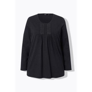 Ulla Popken  Shirt, Falten, Perlen, A-Linie, Langarm 